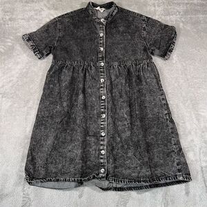 Savanna Jane Women's Dress Small Black‎ Acid Wash Button-Down Babydoll